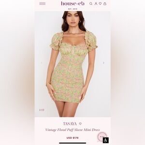 House of CB Floral Puff Sleeve Dress